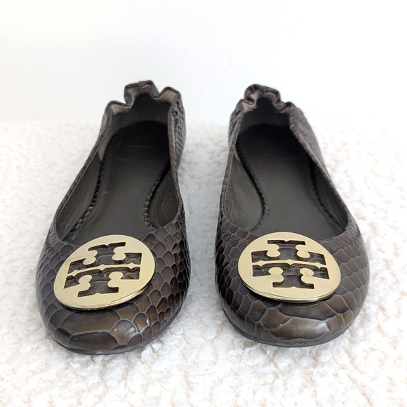 Tory Burch Ballet Flats in Brown Snakeskin-Embossed Genuine Leather - Picture 11 of 12